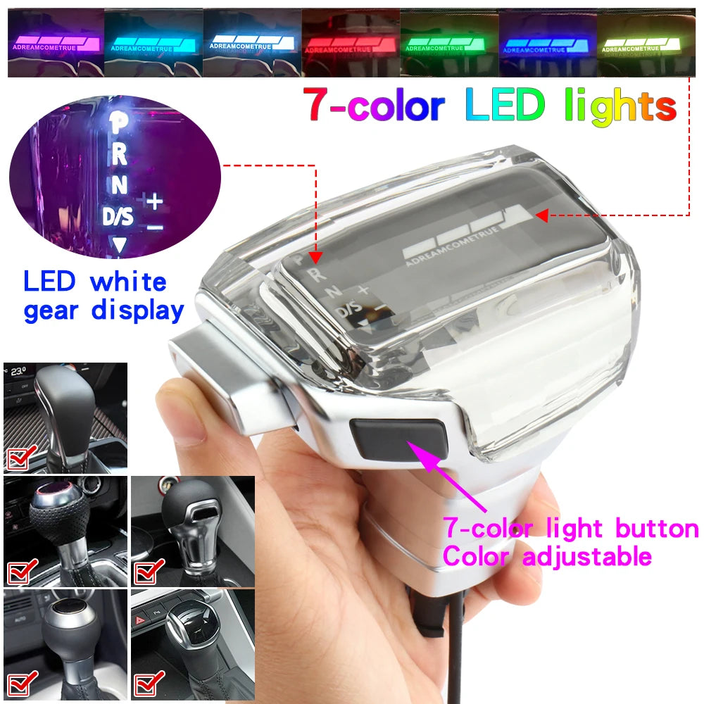 For Audi A6 C7 A3 8V A1 A7 Q2 Q3 S3 S5 S6 7 RS3 RS4 RS6 SQ5 Led Crystal Gear Shift Knob Stick Head Gear Rod Car Gear Lever Knob