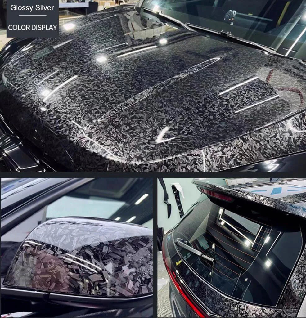 Glossy Laser Forged Carbon Fiber Vinyl Wrap Self Adhesive Car Sticker Waterproof Auto Glossy Vinyl Carbon Film for Car Decal