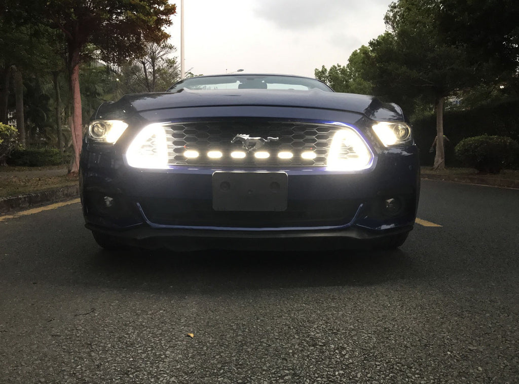Add-On White LED Front Grille Mount Accent Daytime Lights for 15-17 Ford Mustang