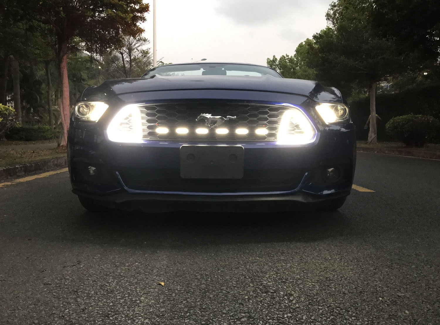 Add-On White LED Front Grille Mount Accent Daytime Lights for 15-17 Ford Mustang