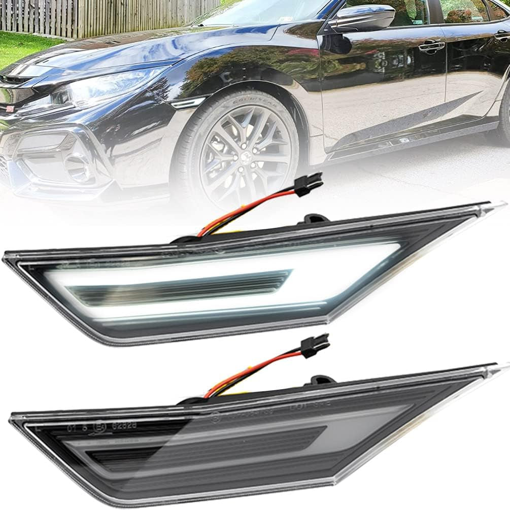 LED Civic Side Marker Lights Replacement for 2016-2022 H.Onda Civic Sedan Coupe Hatchback Amber LED DRL Parking Position Lamp Sidelights Driving Marker Signal Indicator Lights OEM H02551127N