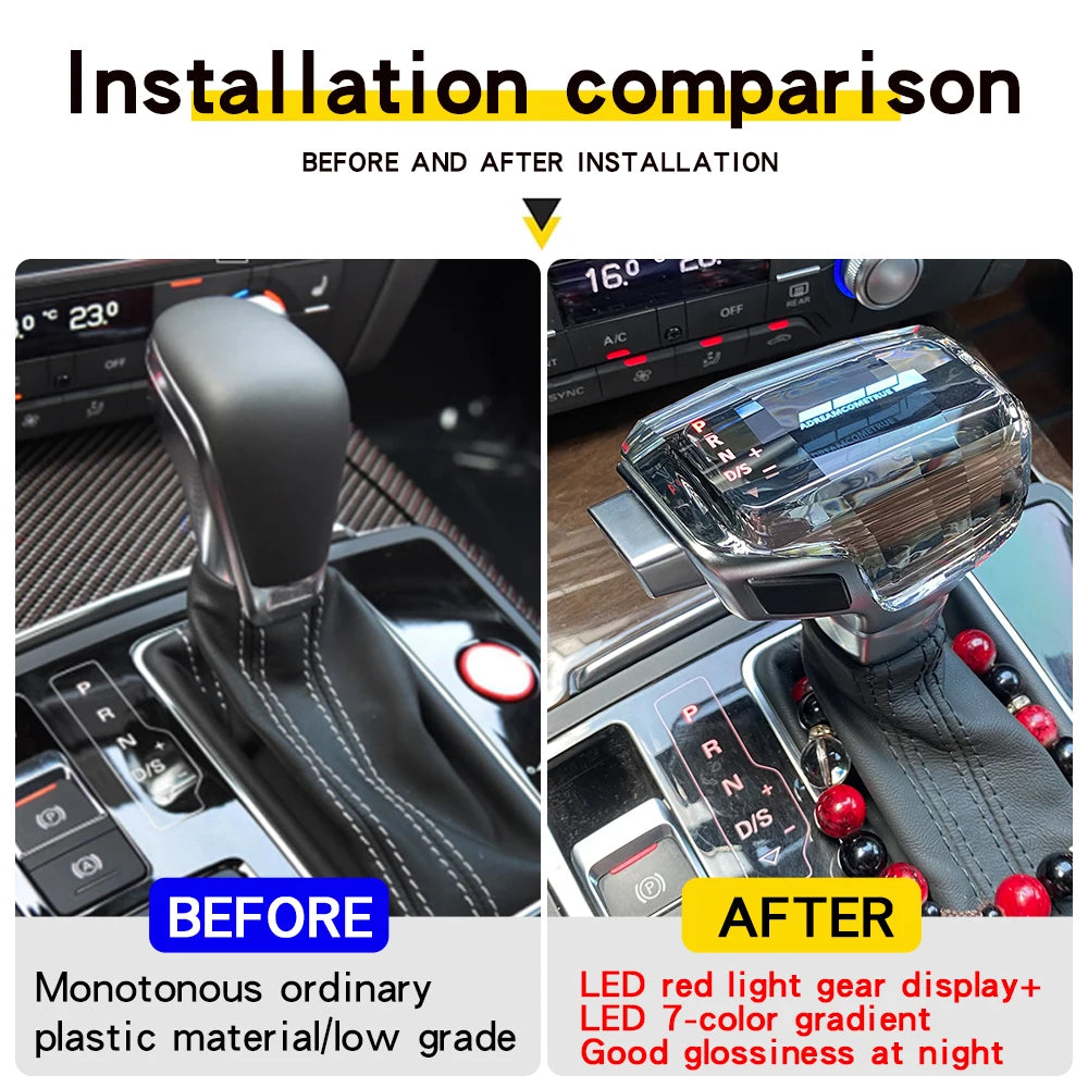 For Audi A6 C7 A3 8V A1 A7 Q2 Q3 S3 S5 S6 7 RS3 RS4 RS6 SQ5 Led Crystal Gear Shift Knob Stick Head Gear Rod Car Gear Lever Knob