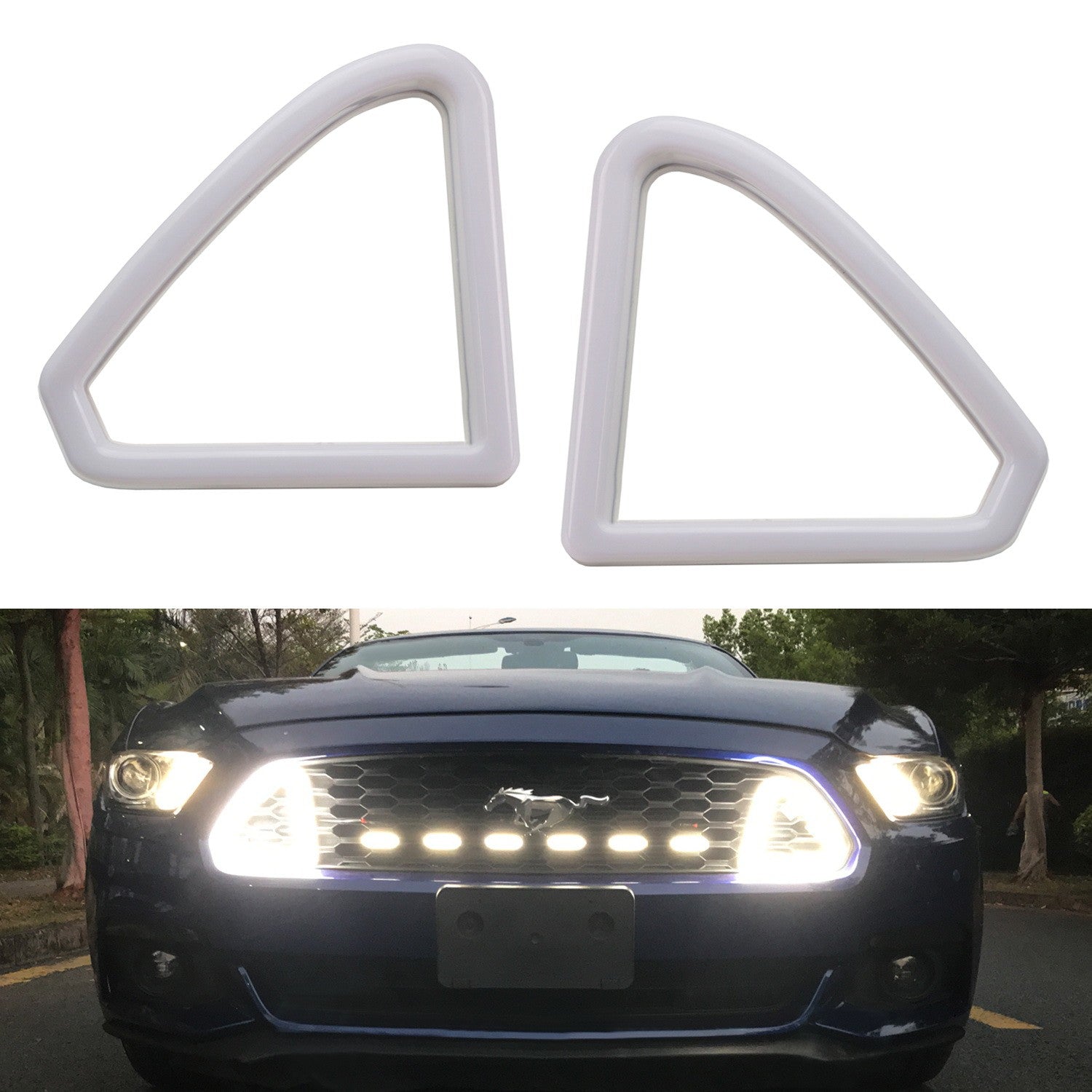 Add-On White LED Front Grille Mount Accent Daytime Lights for 15-17 Ford Mustang