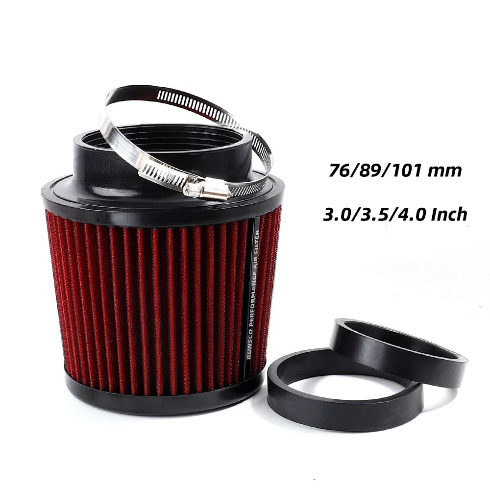 76MM 89MM 101MM High Flow Cold Cone Air Intake Filter 2.5Inch 3Inch 3.5Inch Universal Car Air Filter Modification for Race Car