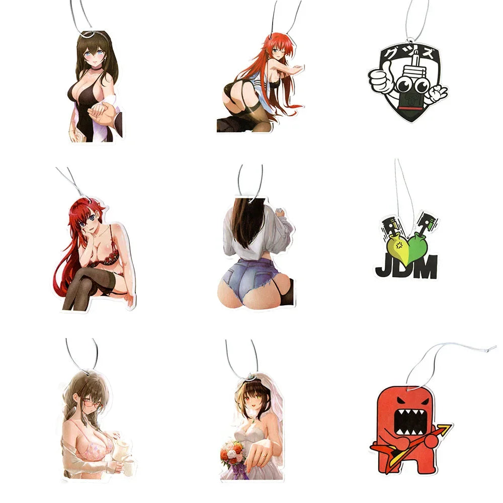 New Car Air Freshener Sexy Anime Girl Hanging Rearview Mirror Perfume Turbo Brake Disc Absorber Solid Paper JDM Accessories
