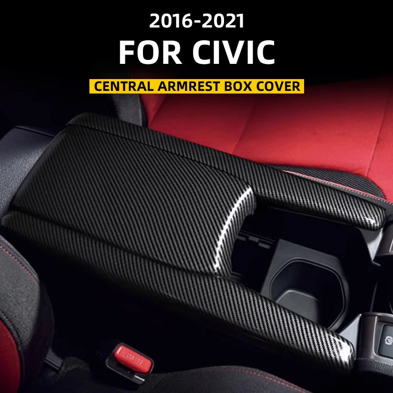 For HONDA 2016-2021 10Th CIVIC SEDAN HATCHBACK TYPE-R Central Armrest Box Protective Cover, Decorative Cover, Interior Supplies