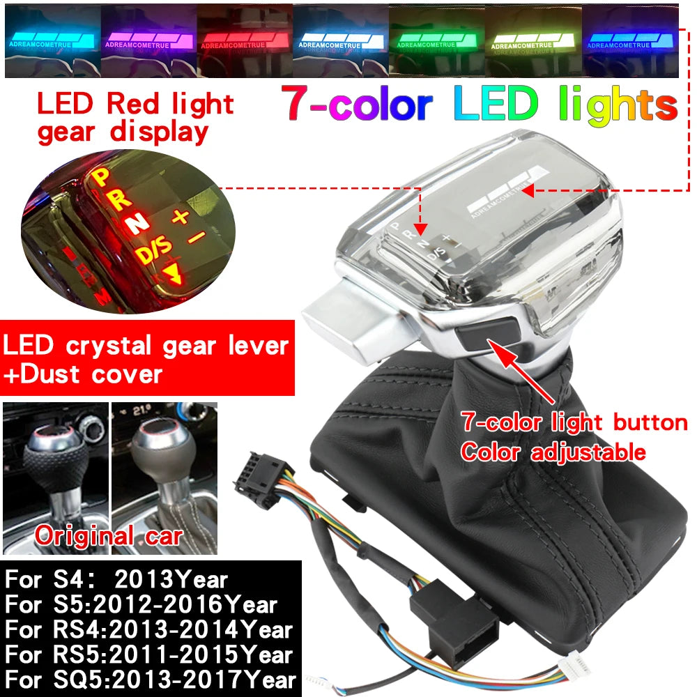 For Audi A6 C7 A3 8V A1 A7 Q2 Q3 S3 S5 S6 7 RS3 RS4 RS6 SQ5 Led Crystal Gear Shift Knob Stick Head Gear Rod Car Gear Lever Knob
