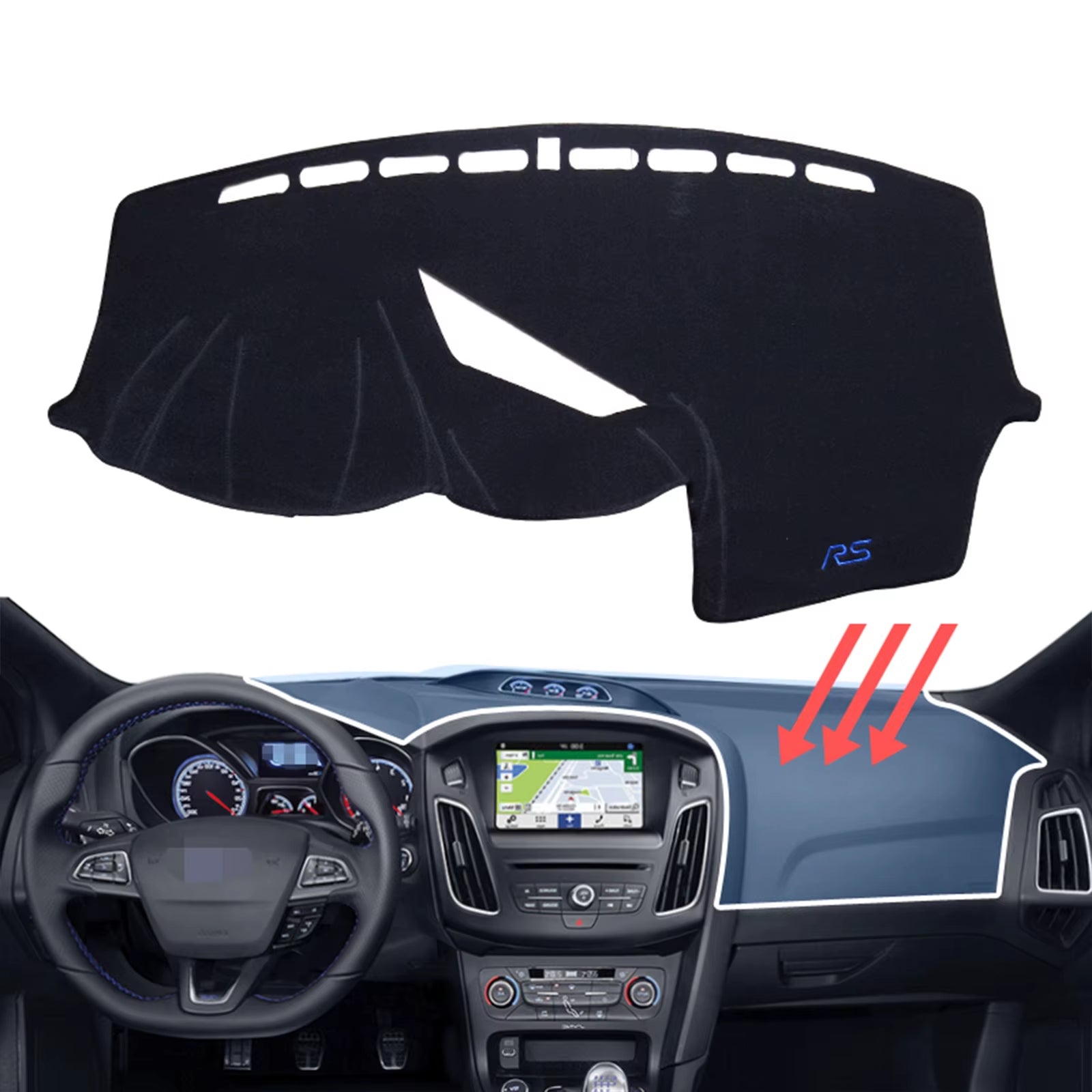 Car Dashboard Mat for Ford Focus ST RS 2012 2013 2014 2015 2016 2017 2018 Sunshade Protective Carpet Dash Mat Dashmat
