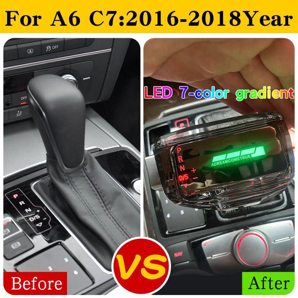 For Audi A6 C7 A3 8V A1 A7 Q2 Q3 S3 S5 S6 7 RS3 RS4 RS6 SQ5 Led Crystal Gear Shift Knob Stick Head Gear Rod Car Gear Lever Knob