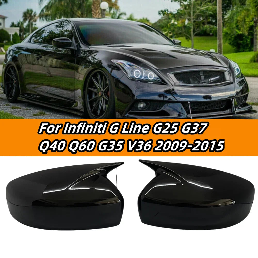 For INFINITI G25 G35 G37 Q40 Q60 2008-2013 Car Rearview Side Mirror Cover Wing Cap Exterior Door Rear View Mirror Cover