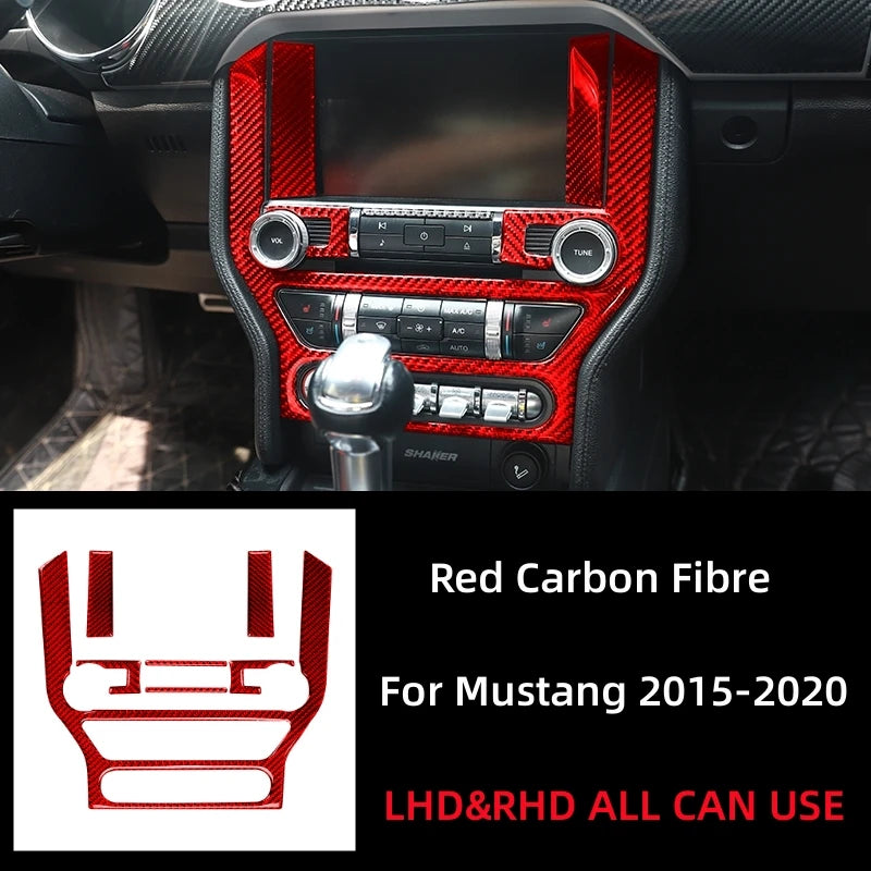 For Ford Mustang GT 2015-2021 Carbon Fiber Interior Car GPS Navigation Trim Frame Multi-Media Console Decoration Sticker Decal