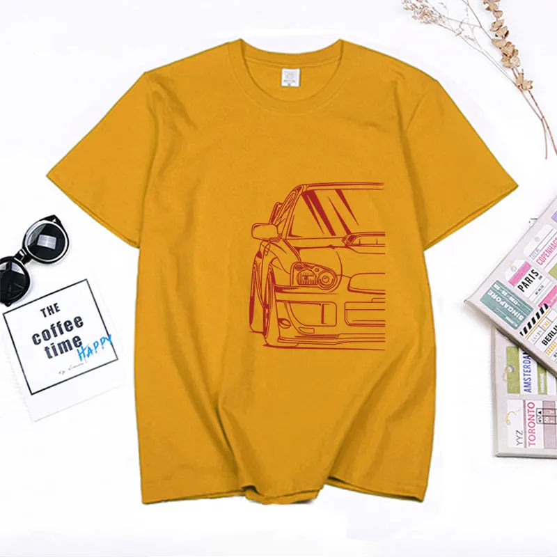 Fashion Hot Salejapanese Classic Car Wrx Sti JDM TUNER CAR APPAREL TURBO SUBIE IMPREZZA AUTOMOTIVE T-SHIRT Cotton O Neck Top Tee