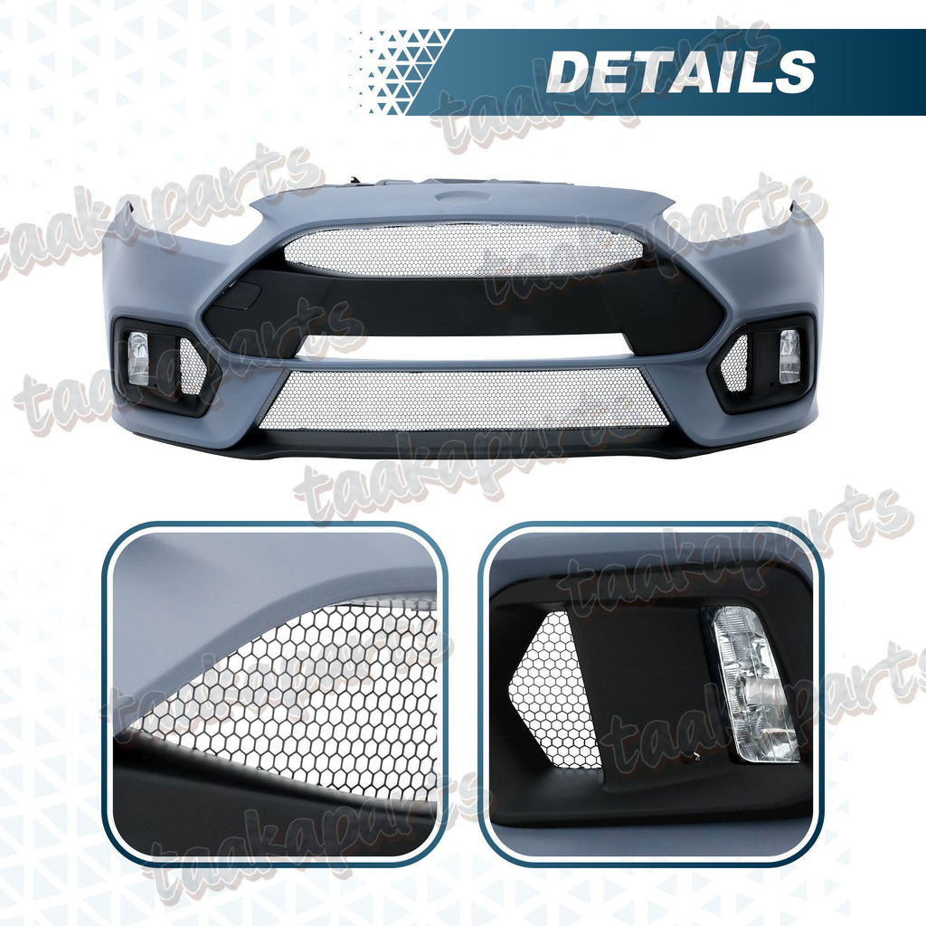 Front Bumper Cover Kit W/ Fog Light Upper Grill for 2015 2016 2017 Ford Focus RS