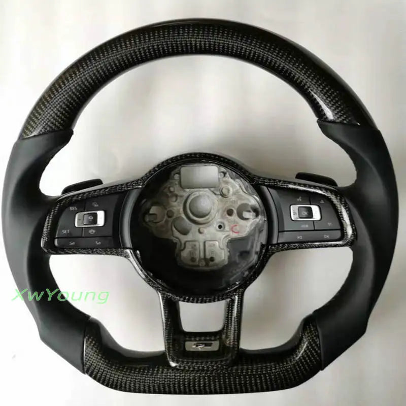 100% Real Carbon Fiber Steering Wheel for VW Volkswagen Golf 7 Rline GTI GTS GTD GTE Polo GTI Scirocco T-ROC Tiguan
