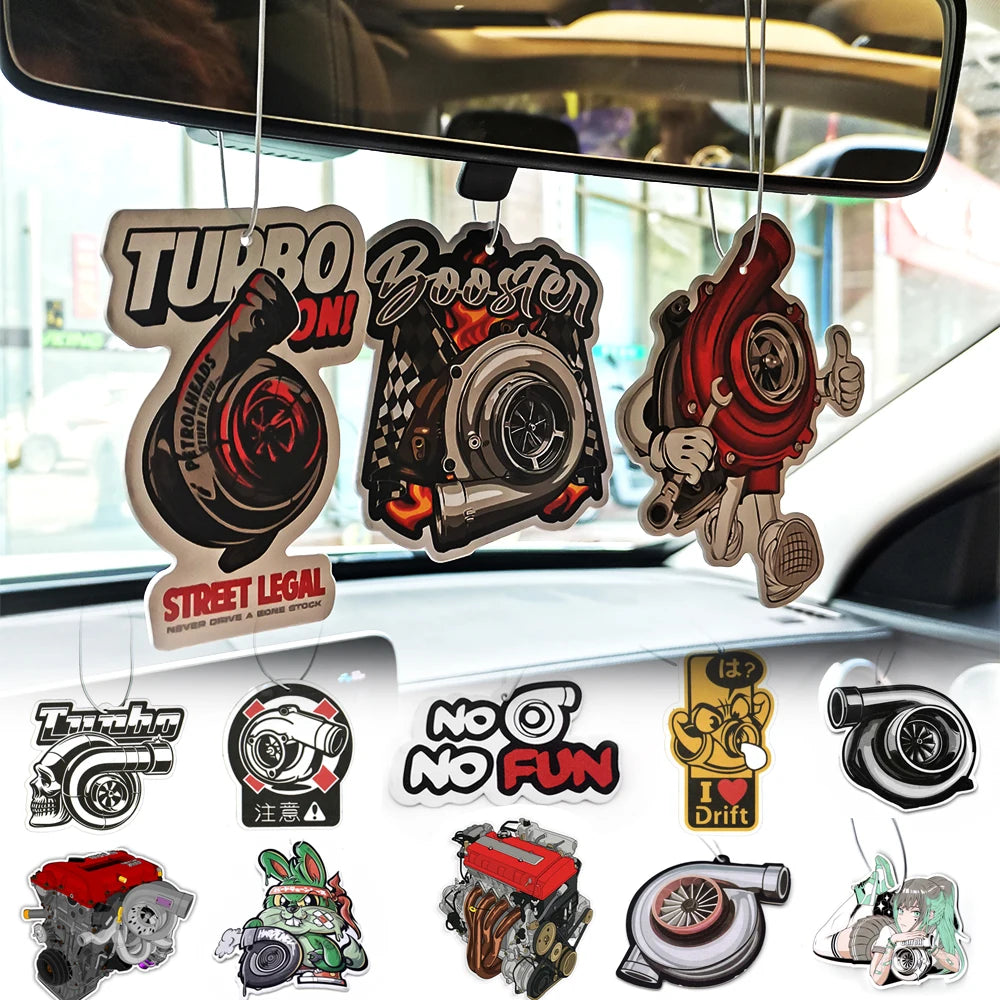 New JDM Car Air Freshener Hanging Rear View Solid Paper Diffuser Interior Accessories Auto Mirror Fragrance Pendant for Turbo