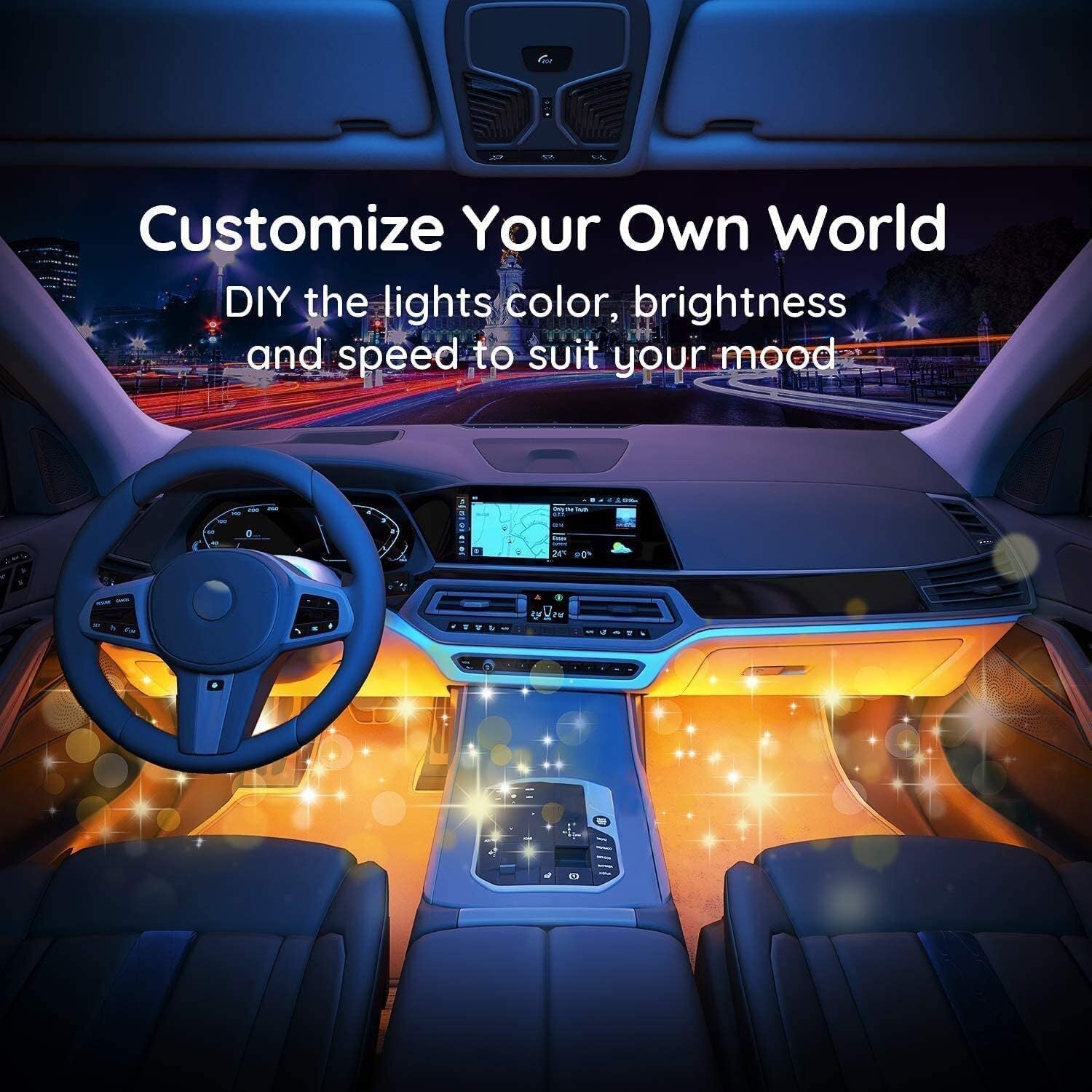 RGB LED Car Interior Accessories Floor Decorative Atmosphere Strip Lamp Lights