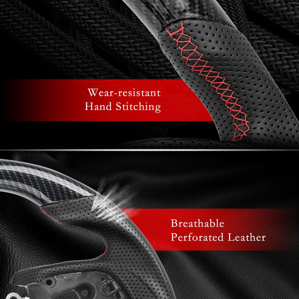 Hydro Dip Carbon Fiber Steering Wheel for Honda Civic 10Th Type-R FK8 2016 2017 2018 2019 2020 Perforated Leather Racing Wheel