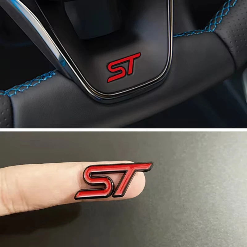 3D Metal ST Logo Car Steering Wheel Emblem Sticker for Ford Focus 2 3 K2 MK3 MK7 Kuga Puma Explorer Edge Fiesta ST Accessories