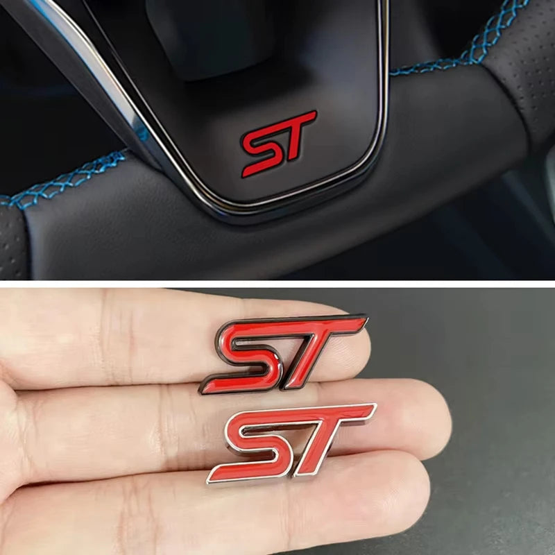 3D Metal ST Logo Car Steering Wheel Emblem Sticker for Ford Focus 2 3 K2 MK3 MK7 Kuga Puma Explorer Edge Fiesta ST Accessories