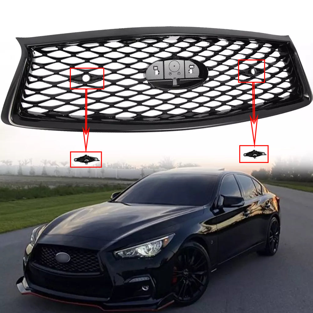 For 2018-2023 Infiniti Q50 Front Bumper Grille with Camera Hole F23106HH0C