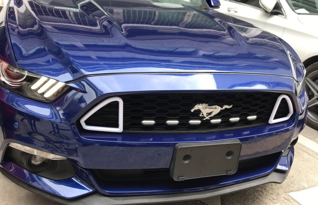 Add-On White LED Front Grille Mount Accent Daytime Lights for 15-17 Ford Mustang