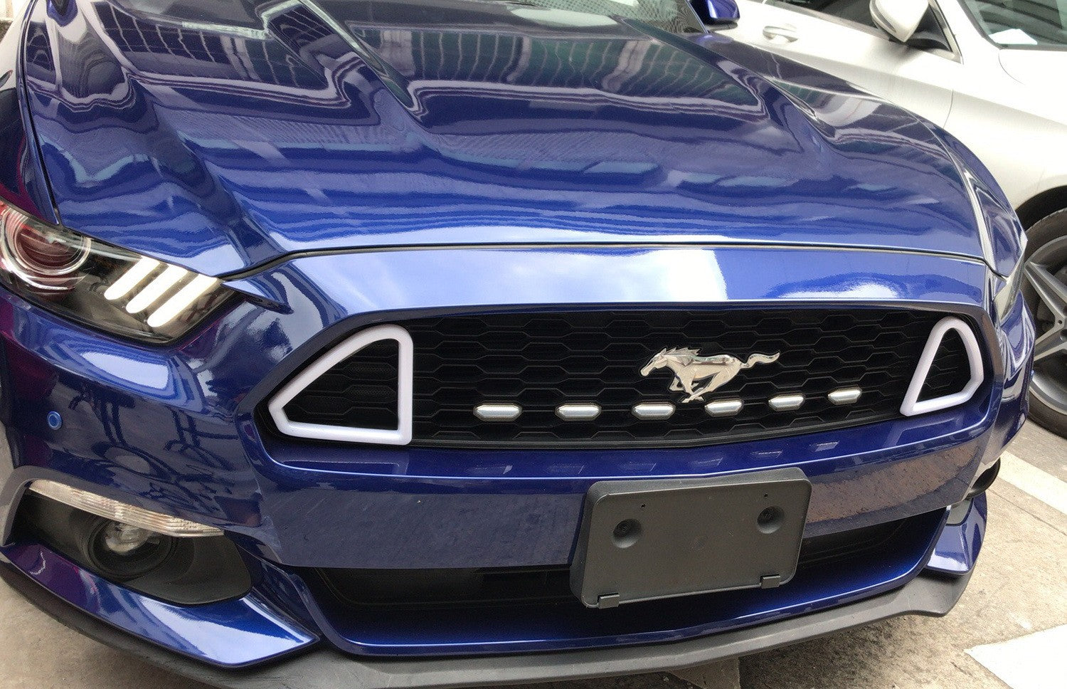 Add-On White LED Front Grille Mount Accent Daytime Lights for 15-17 Ford Mustang
