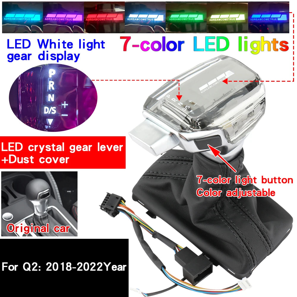 For Audi A6 C7 A3 8V A1 A7 Q2 Q3 S3 S5 S6 7 RS3 RS4 RS6 SQ5 Led Crystal Gear Shift Knob Stick Head Gear Rod Car Gear Lever Knob