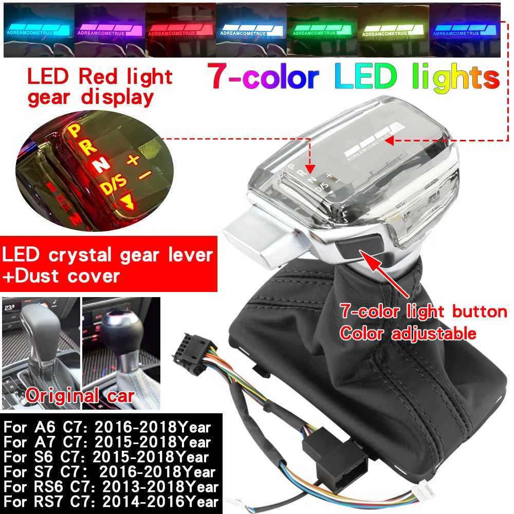 For Audi A6 C7 A3 8V A1 A7 Q2 Q3 S3 S5 S6 7 RS3 RS4 RS6 SQ5 Led Crystal Gear Shift Knob Stick Head Gear Rod Car Gear Lever Knob