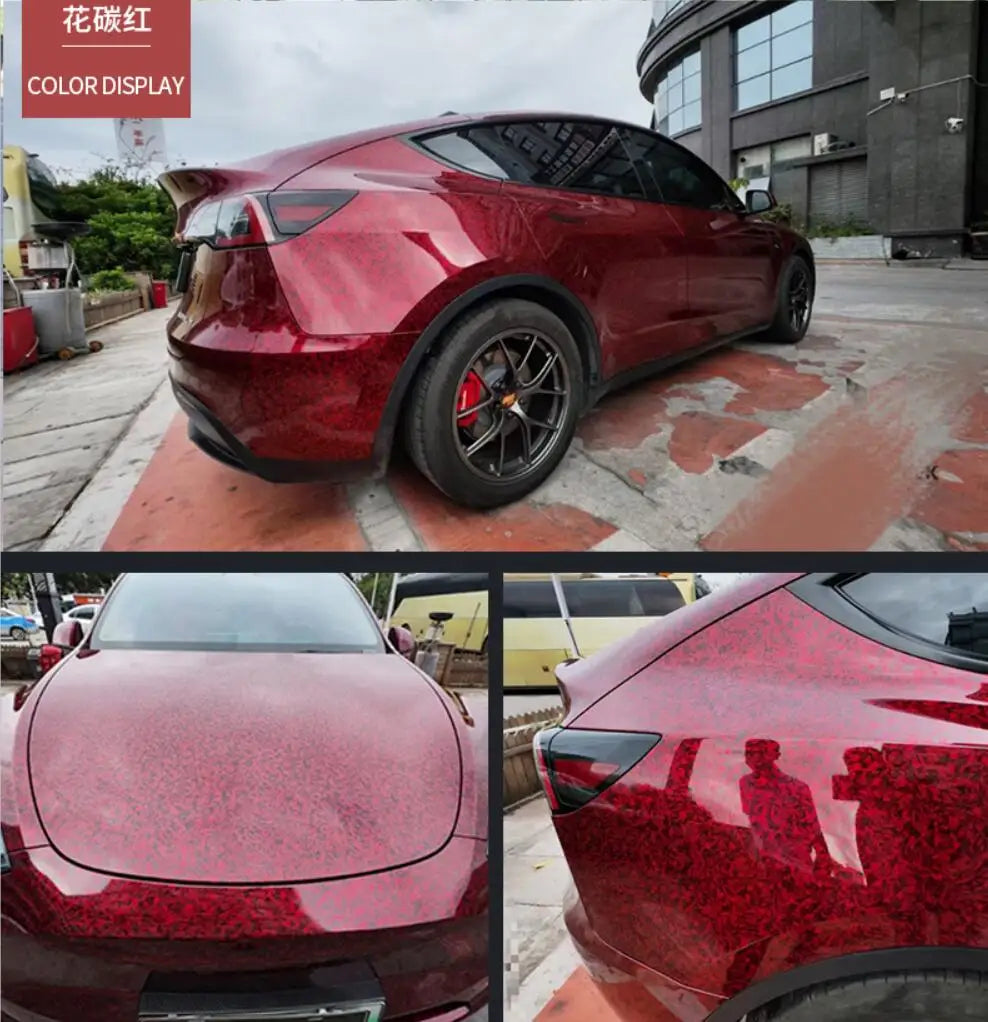Glossy Laser Forged Carbon Fiber Vinyl Wrap Self Adhesive Car Sticker Waterproof Auto Glossy Vinyl Carbon Film for Car Decal