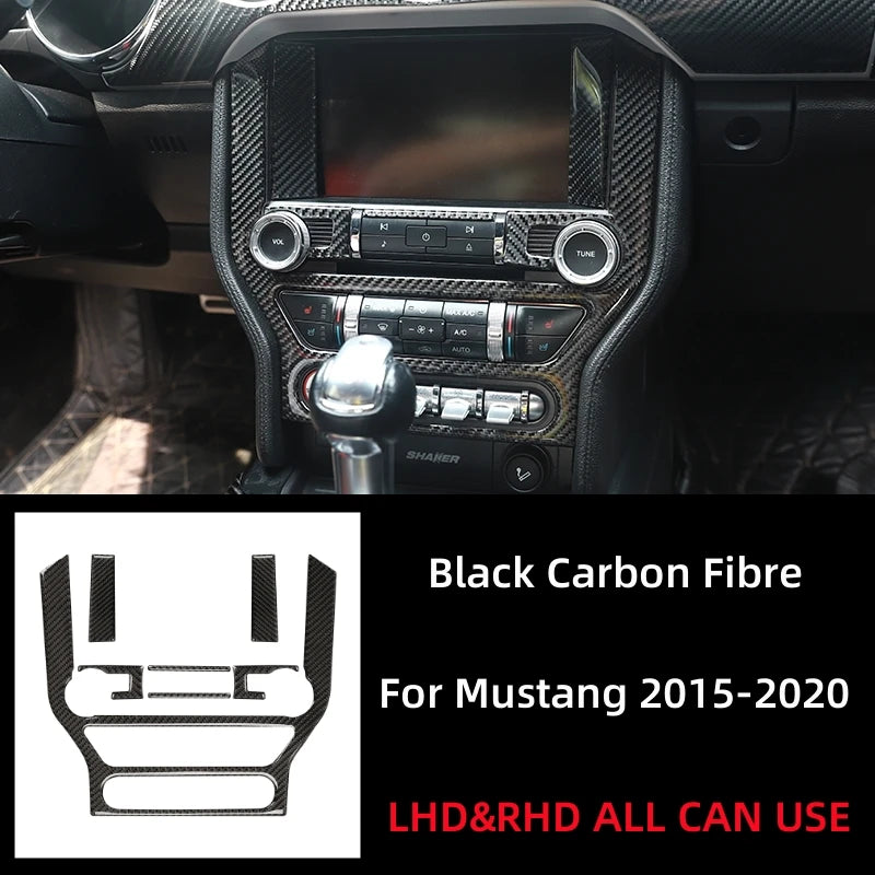 For Ford Mustang GT 2015-2021 Carbon Fiber Interior Car GPS Navigation Trim Frame Multi-Media Console Decoration Sticker Decal