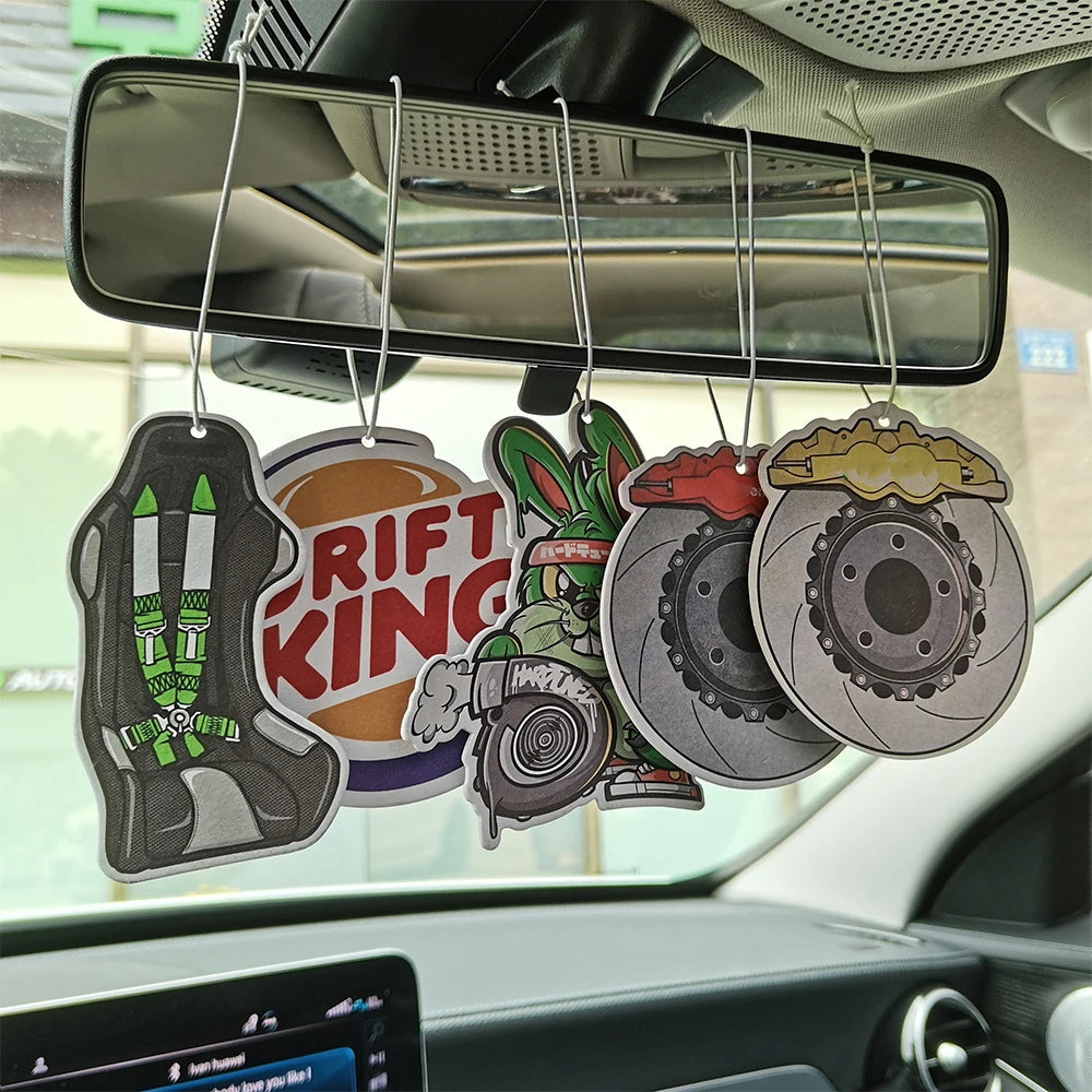 New JDM Car Air Freshener Sexy Tire Girl Hanging Pendant Rearview Mirror Perfume Turbo Brake Disc Shock Absorber Fragrance Anime