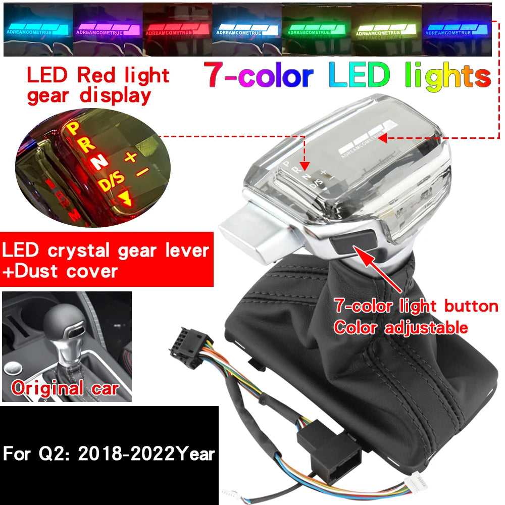 For Audi A6 C7 A3 8V A1 A7 Q2 Q3 S3 S5 S6 7 RS3 RS4 RS6 SQ5 Led Crystal Gear Shift Knob Stick Head Gear Rod Car Gear Lever Knob