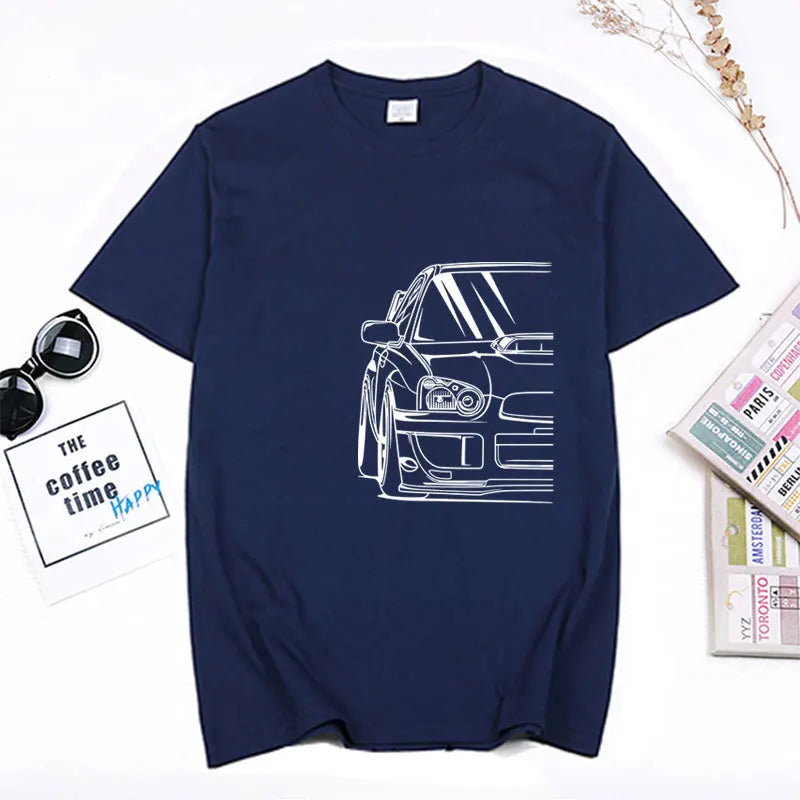 Fashion Hot Salejapanese Classic Car Wrx Sti JDM TUNER CAR APPAREL TURBO SUBIE IMPREZZA AUTOMOTIVE T-SHIRT Cotton O Neck Top Tee
