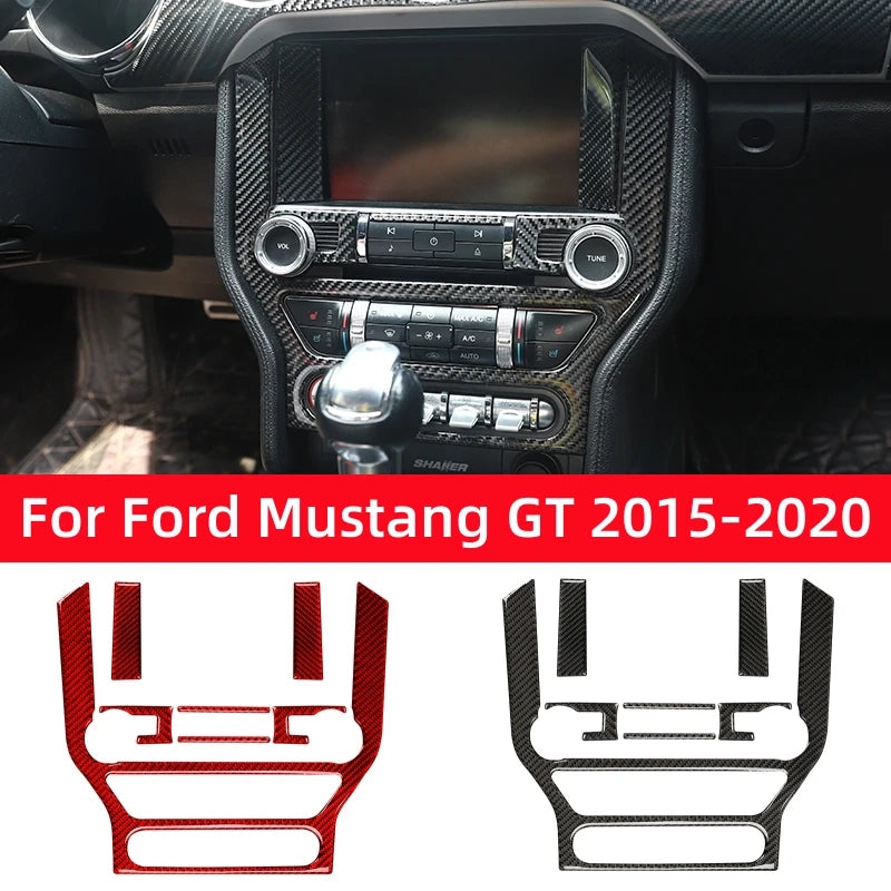 For Ford Mustang GT 2015-2021 Carbon Fiber Interior Car GPS Navigation Trim Frame Multi-Media Console Decoration Sticker Decal