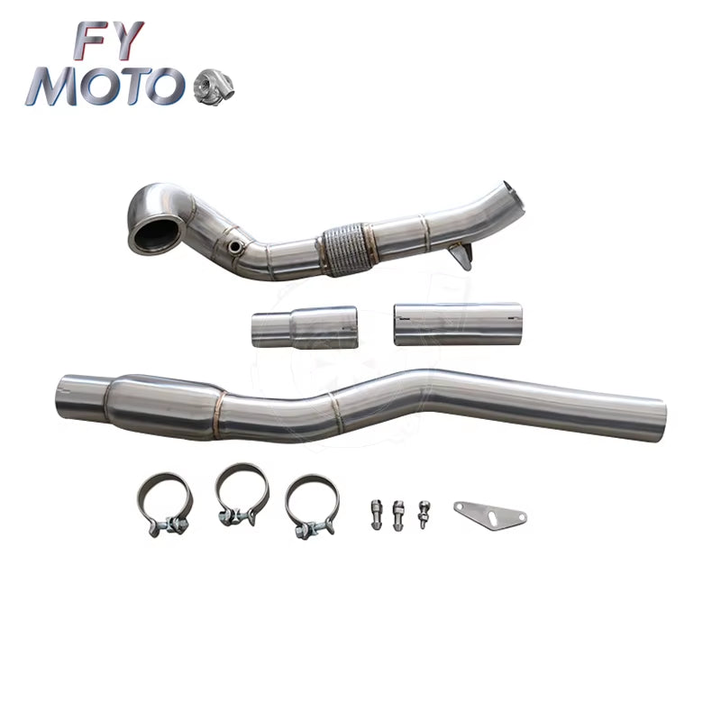 Exhaust Catted 3.5" Downpipe for VW Golf Gti MK7 R 2.0L EA888 TSI A3 S3 8V Fits LHD&RHD
