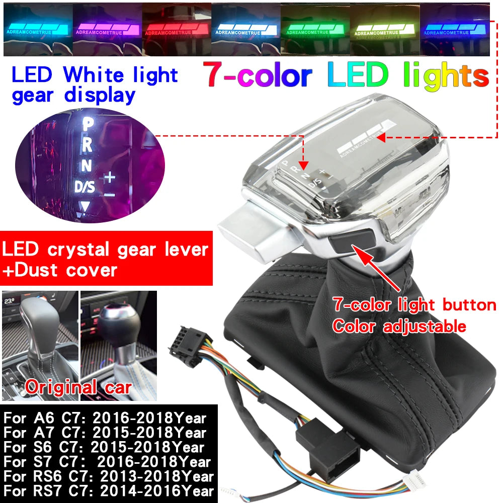 For Audi A6 C7 A3 8V A1 A7 Q2 Q3 S3 S5 S6 7 RS3 RS4 RS6 SQ5 Led Crystal Gear Shift Knob Stick Head Gear Rod Car Gear Lever Knob