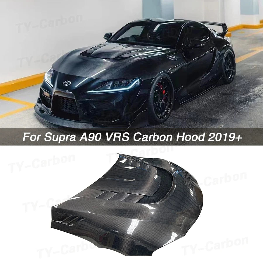VRS Style Hood Carbon Fiber For Toyota GR Supra A90 A91 Mk5 Bonnet Hood Car Accessories Carbon Bonnet Engine Cover FRP 2019+