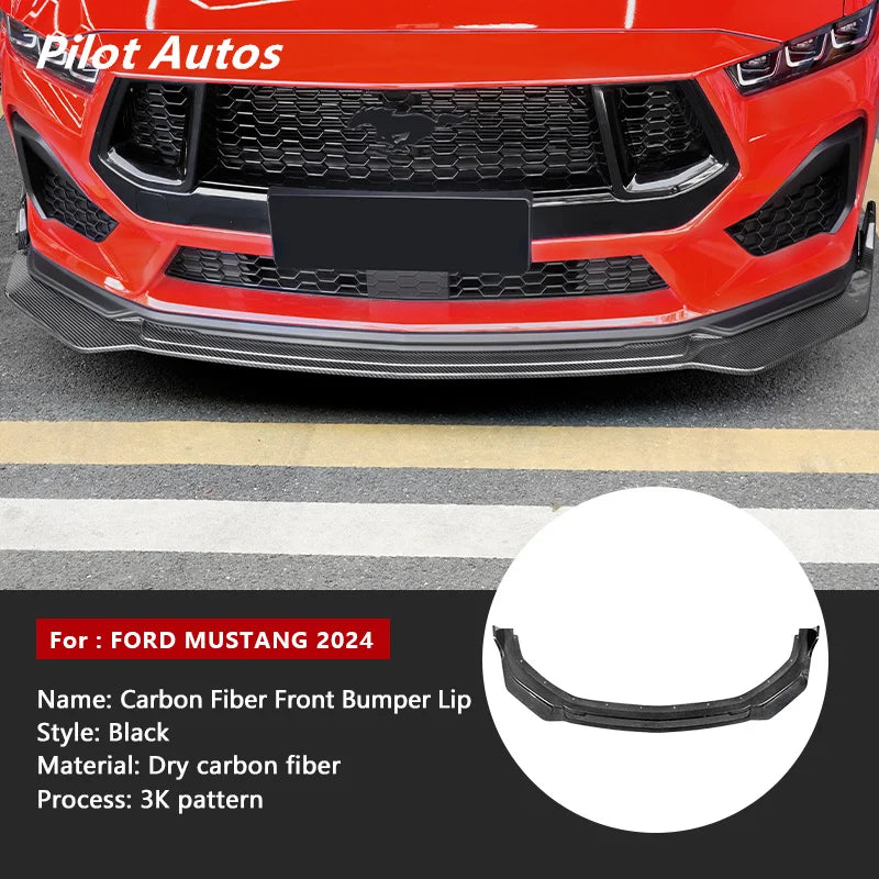 2024 2025 For Mustang GT Front Bumper Lip Genuine Carbon Fiber Exterior Decoration