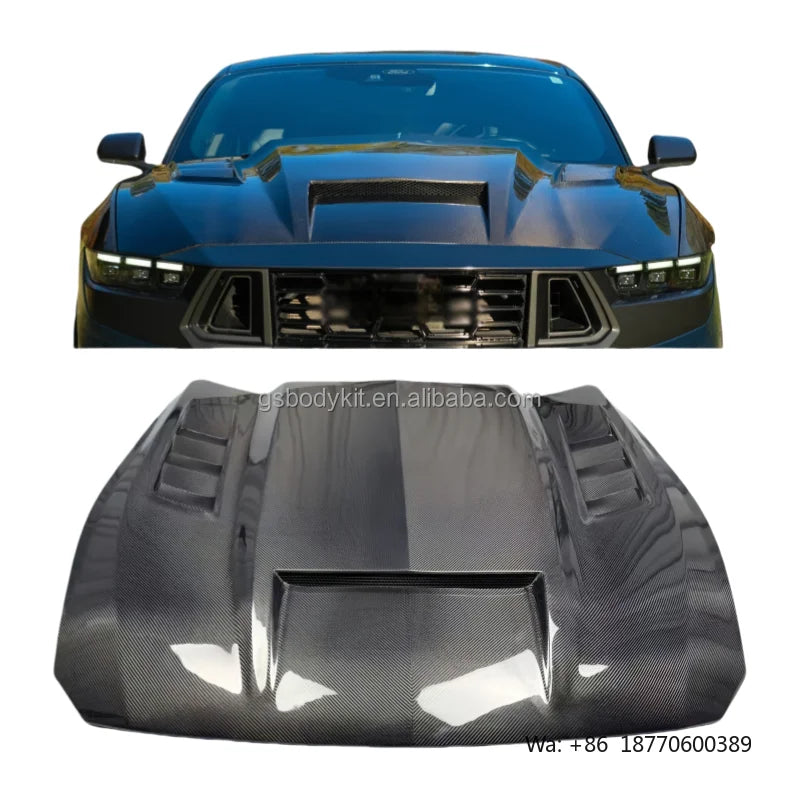 For Ford Mustang S650 GT Dark Horse 2024-2025 High-quality TF-style Carbon Fiber Vented Hood, Engine Cover, Body Kit