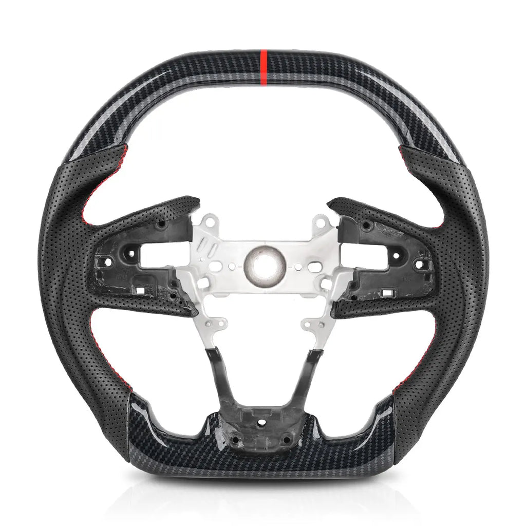Hydro Dip Carbon Fiber Steering Wheel for Honda Civic 10Th Type-R FK8 2016 2017 2018 2019 2020 Perforated Leather Racing Wheel