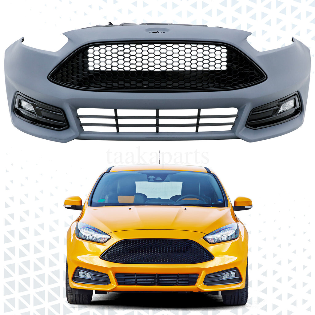 Front Bumper Cover Kit W/ Fog Light Upper Grill for Ford Focus ST 2015-2018