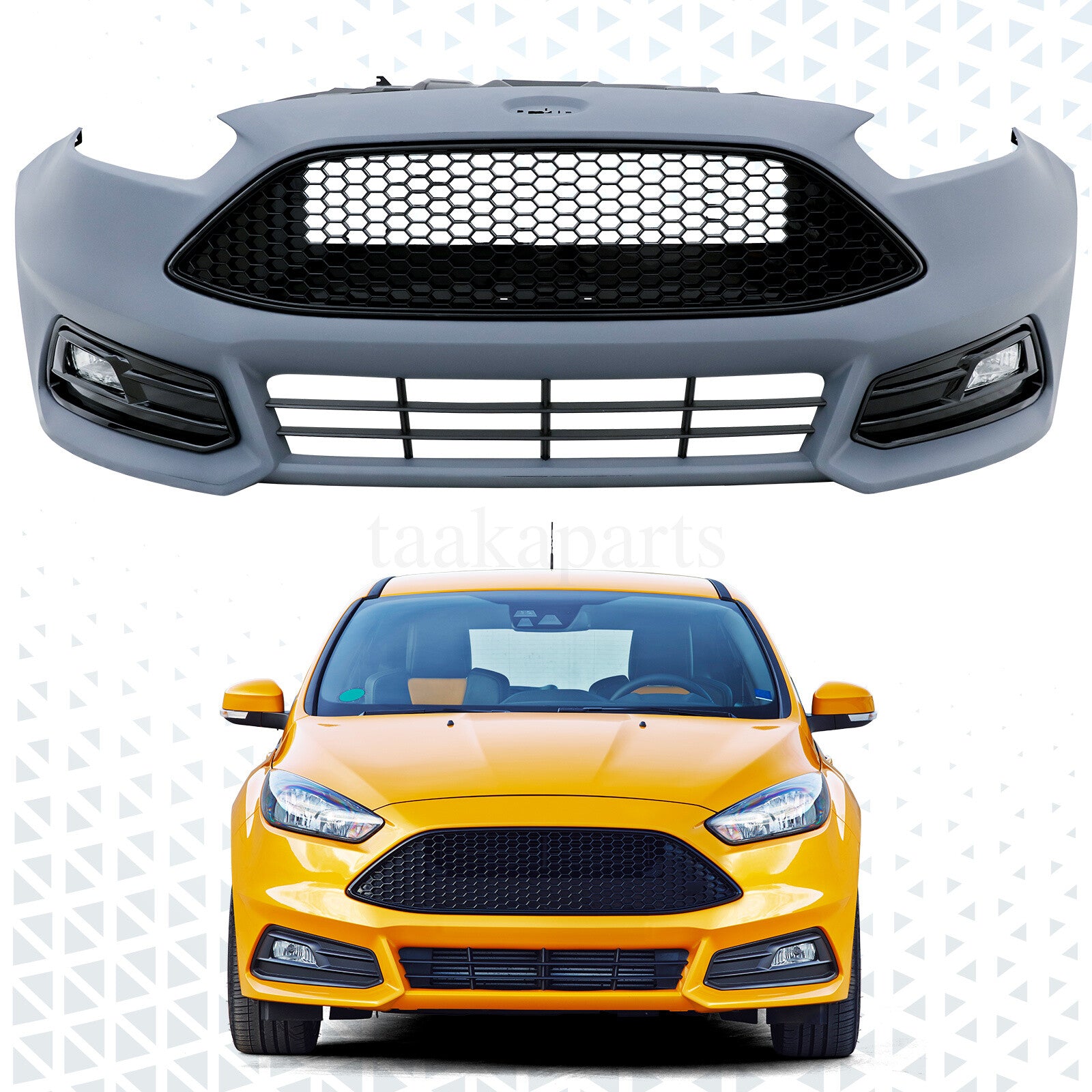 Front Bumper Cover Kit W/ Fog Light Upper Grill for Ford Focus ST 2015-2018