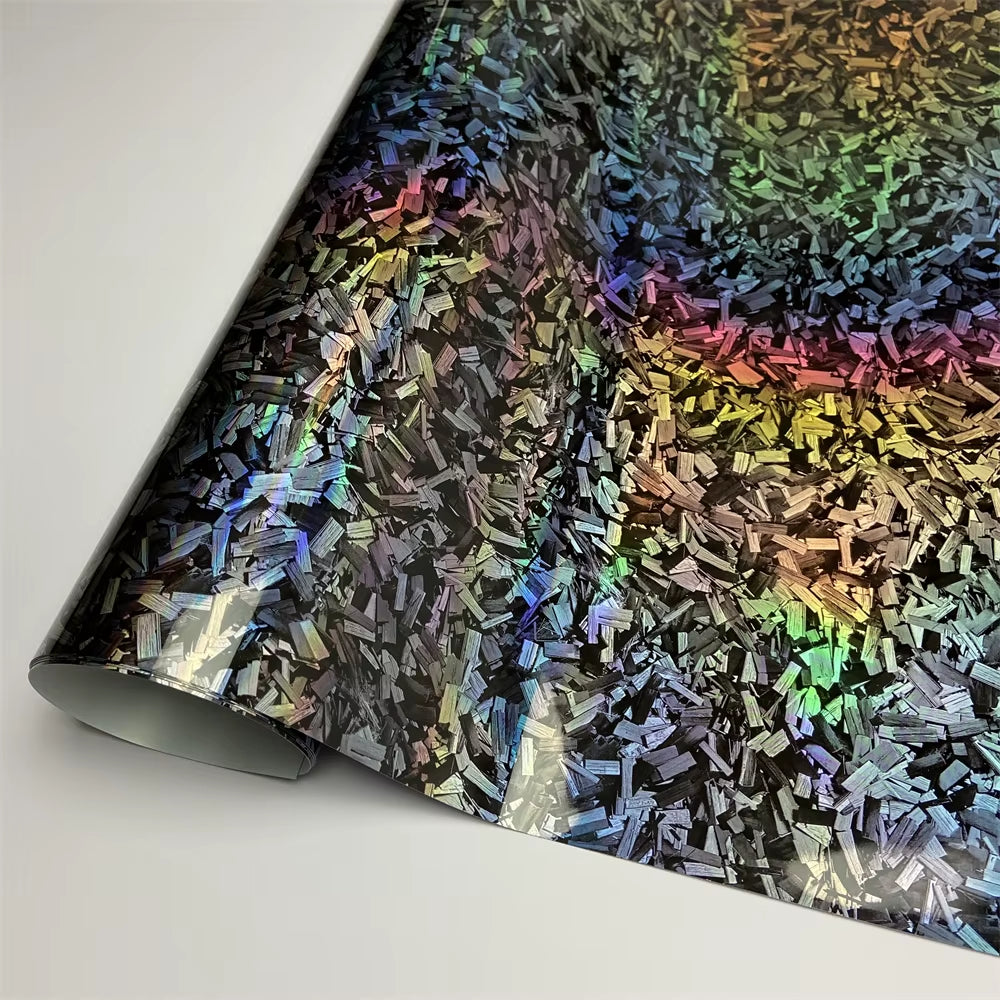 Glossy Laser Forged Carbon Fiber Vinyl Wrap Self Adhesive Car Sticker Waterproof Auto Glossy Vinyl Carbon Film for Car Decal