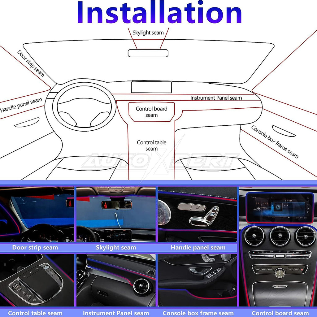 LED Car Interior Strip Light Atmosphere Neon Glow App-Control Ambient Light Kit