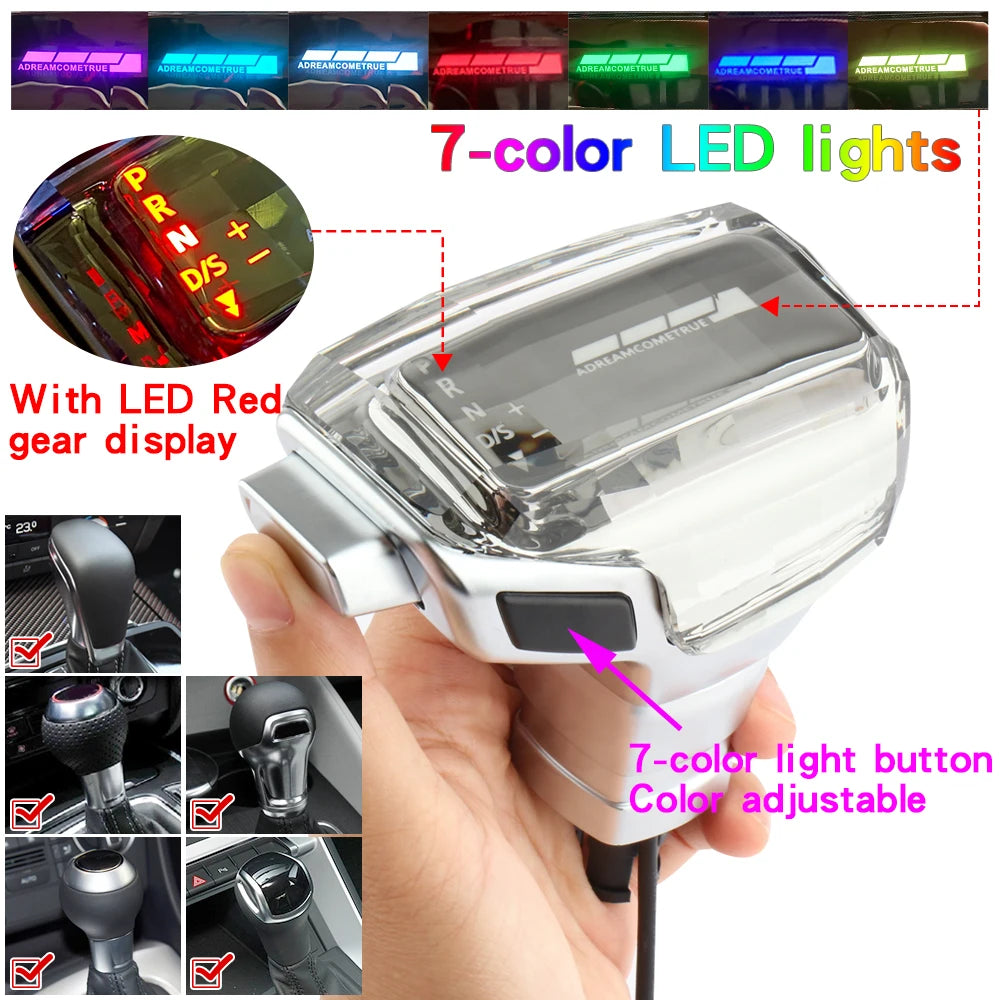 For Audi A6 C7 A3 8V A1 A7 Q2 Q3 S3 S5 S6 7 RS3 RS4 RS6 SQ5 Led Crystal Gear Shift Knob Stick Head Gear Rod Car Gear Lever Knob