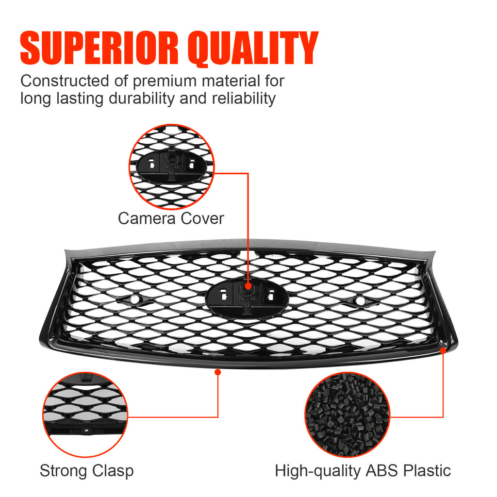 For 2018-2023 Infiniti Q50 Front Bumper Grille with Camera Hole F23106HH0C