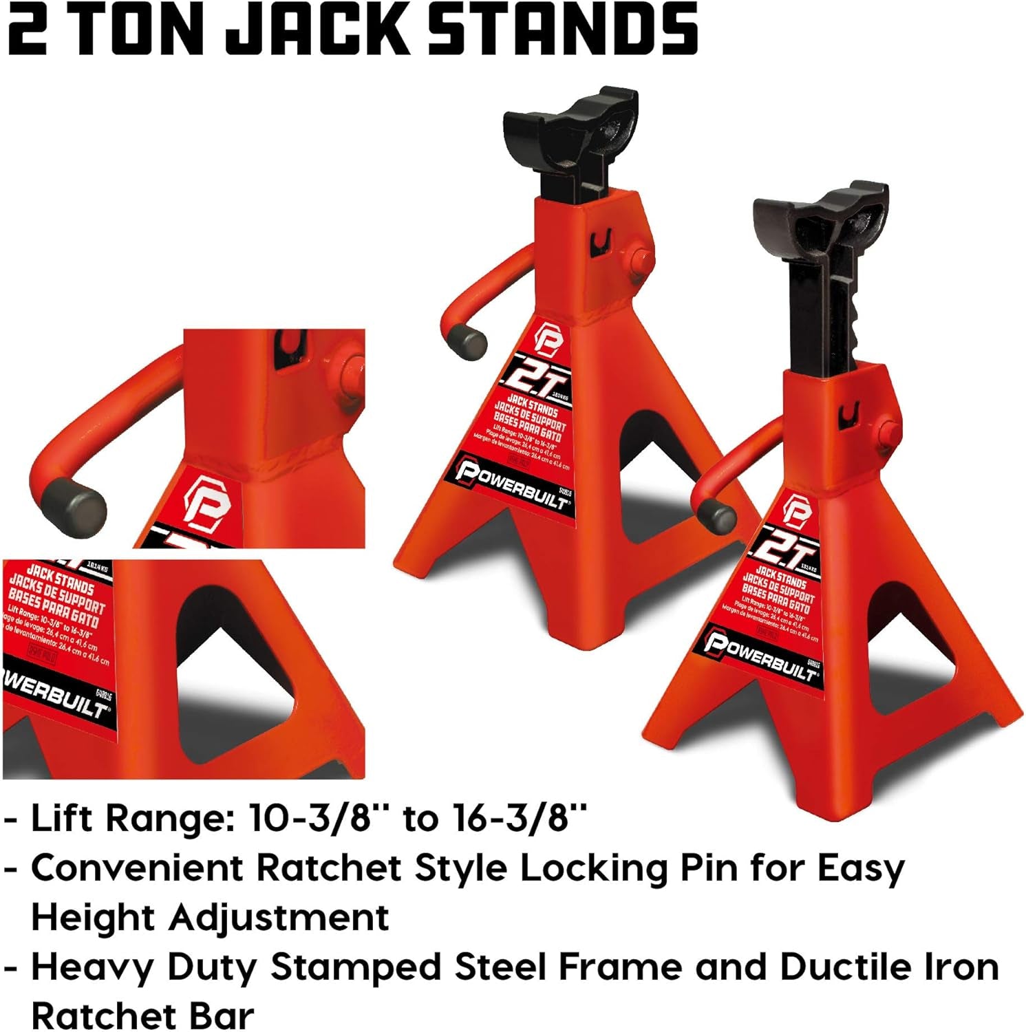 6 Piece Car Jack and Garage Creeper Service Set, 2 Ton Vehicle Lift, Jackstands, Folding Creeper, Wheel Chocks, Car Repair Garage Equipment - 640816, Large, Red