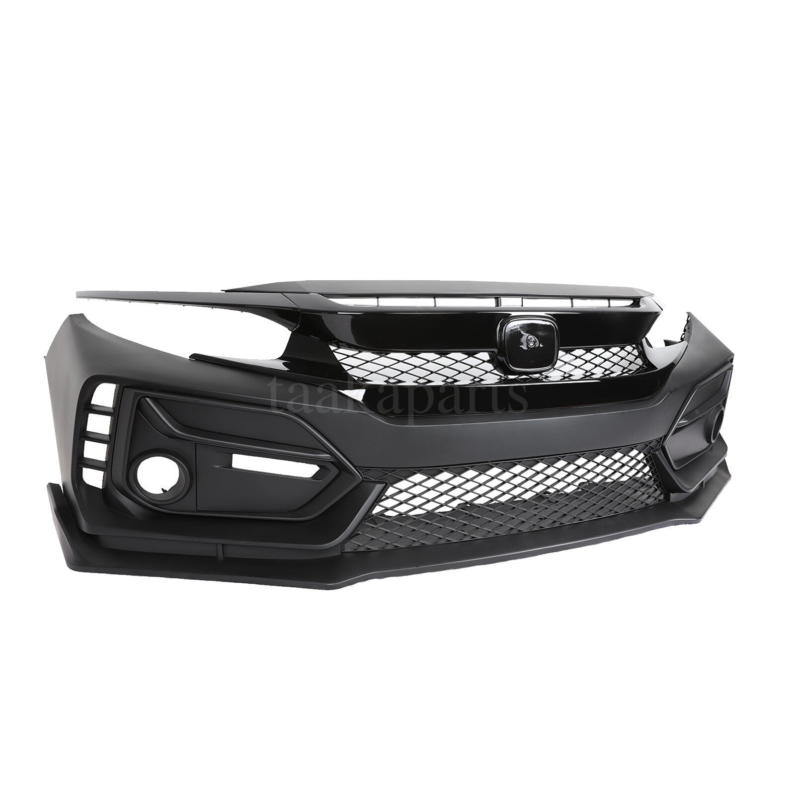 Type R Style Front Bumper Cover W/Grille W/Lip for 16-21 Honda Civic Sedan Coupe