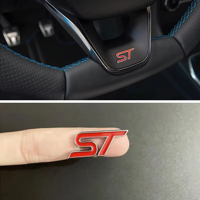 3D Metal ST Logo Car Steering Wheel Emblem Sticker for Ford Focus 2 3 K2 MK3 MK7 Kuga Puma Explorer Edge Fiesta ST Accessories