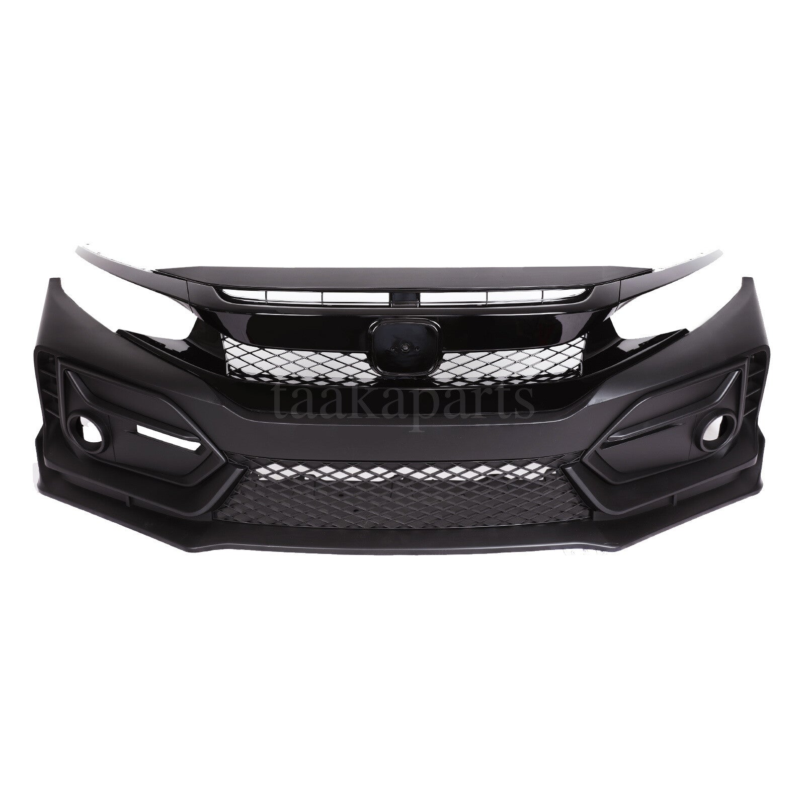 Type R Style Front Bumper Cover W/Grille W/Lip for 16-21 Honda Civic Sedan Coupe